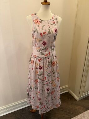 Sleeveless Pink Floral Midi Dress